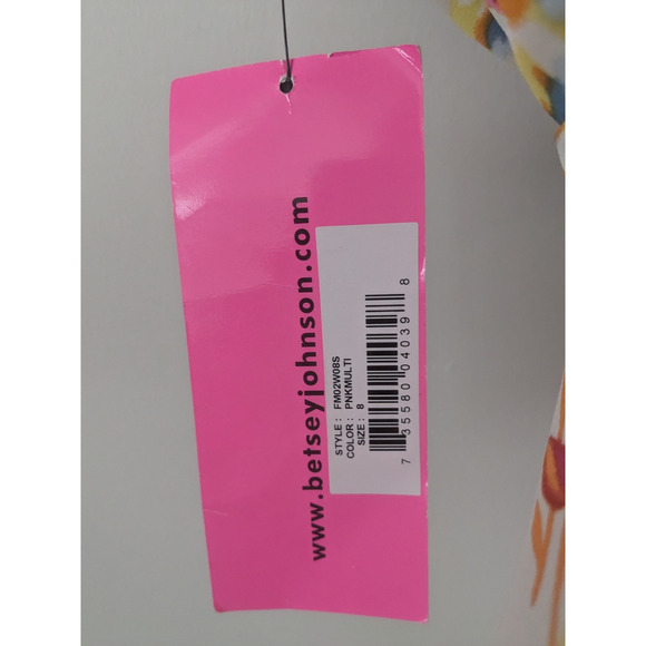 NWT Sz 8 Vintage Betsey Johnson Pink Floral Dress Empire Waist - Picture 5 of 7